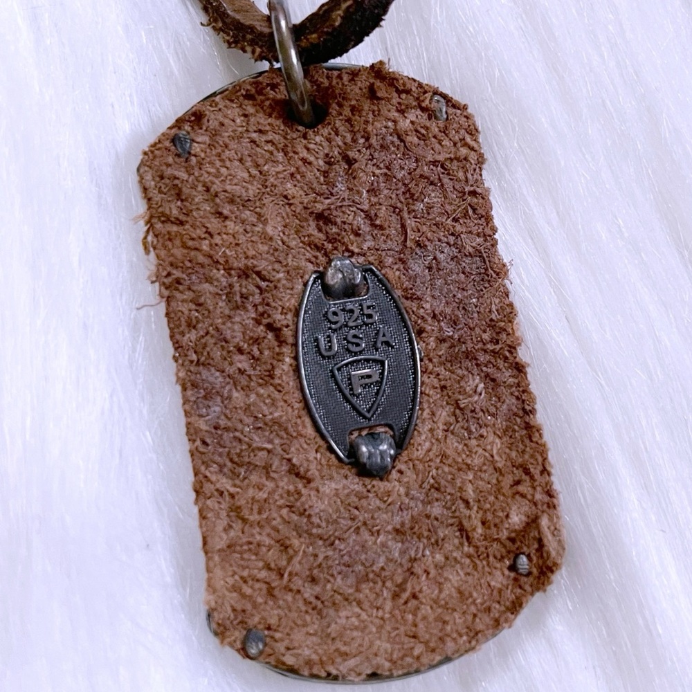 Men’s Fleur De Lis Adjustable Leather Necklace - Picture 5 of 5